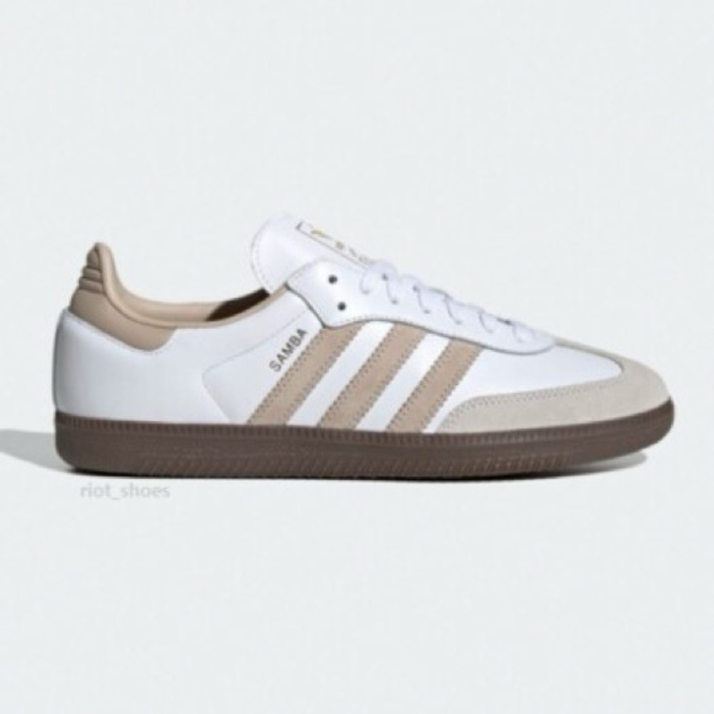 Adidas Samba White and Tan Sneakers